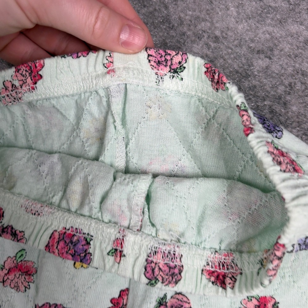 Flapdoodles Floral Leggings Girls Size 8 Vintage 90s Pointelle Quilted Mint - Picture 6 of 13